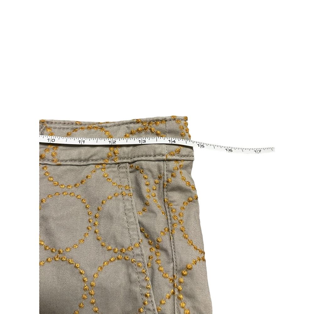 Anthropologie Relaxed Chino Ankle Pants Yellow Embroidered Circle Size 26 - Picture 6 of 8